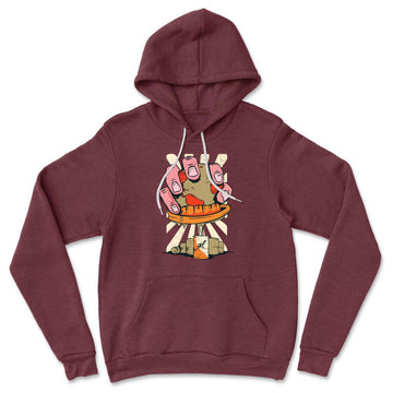 Planet Oil Squeezer Hoodie in Heather Maroon color